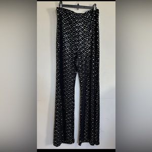 One By One Women’s Size 3XL Black Star Print Wide Leg Pants Made in U.S.A.